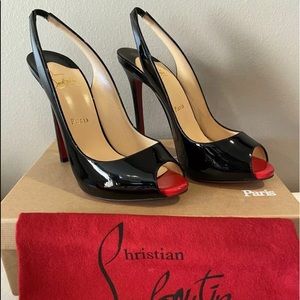 Authentic New Christian Louboutin Flo Sling 120 Patent SZ 39